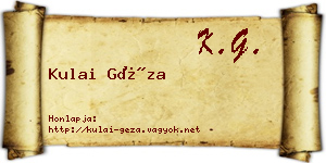 Kulai Géza névjegykártya